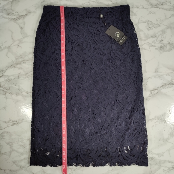 NWT Adrianna Papell Blue Moon Navy Lace Pencil Skirt Size Small - Picture 3 of 10